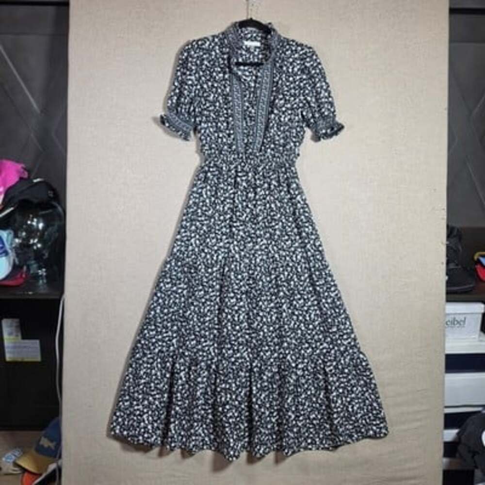 london style collection dress Womens 6 Black White Floral Tiered Maxi Dress